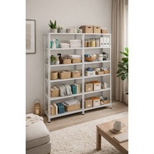 Alanraf 6 Katlı Duble 2'li Galvaniz Çelik Raf Depo, Arşiv, Kiler, Dosya, Market Rafı 43X75X200CM