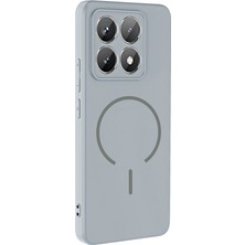 Gpack Xiaomi 14T Pro Uyumlu Kılıf Meta Araç Tutucu ve M-Safe Şarj Özellikli Silikon Gri