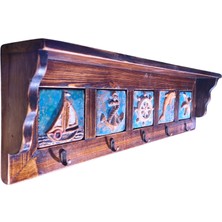 Toprakana Art Anahtarlık, Duvara Asılabilir Taç Raflı Deniz Temalı Spirütüel Anahtar Askısı 53X8,5X15,5 (H)