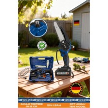 Böhrer 10 - 15 cm Zincir 21V Akülü Bahçe Budama Ağaç Kesme Makinesi