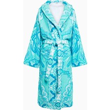 Etro Paisley Desenli, Italyan Tasarımı Mavi %100 Pamuk Bornoz