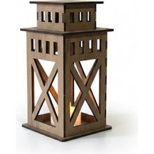 Vera Atölye Dekoratif Kapaklı Ahşap Kandil & Fener - LED Mum Hediyeli