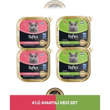 Reflex Plus Alutray Pate Msc Somon ve Msc Karides Yetişkin & Alutray Pate Msc Morina Balıklı Kısırlaştırılmış Yetişkin Kedi Maması Seti 4X85 gr