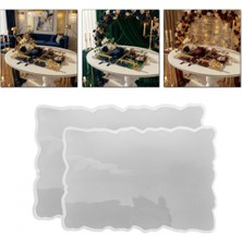 Epoksi Dikdörtgen Dalgalı Söz ve Nişan Tepsi Kalıbı Seti 2 Li