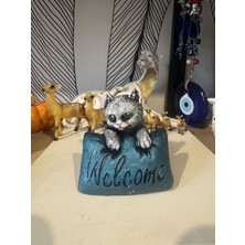 Atak Hediyelik Dekoratif Yastıklı Welcome Kedi Biblo
