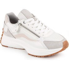 LBR Libero L083.83146 Ba Beyaz Süet Detaylı Yandan Fermuarlı Kalın Termo Taban Kadın Sneaker