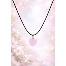 Lia Charm Kadın Doğal Pembe Kuvars Taşlı Kalp Kolye - Aşk ve Huzur Taşı