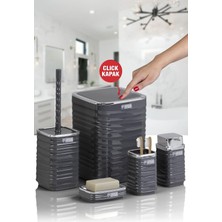 Feyza Design Modern Antrasit Kromlu Kare 5'li Banyo Seti, Şıklık ve Fonksiyonellik