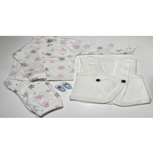 vitvit 1-2 Yaş El Örgüsü Beyaz Yelek, Pijama Takımı ve 2 Adet El Işi Toka