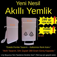 Feroxit Pembe Akıllı Kuş Yemliği - 280 gr Geniş Hazneli Muhabbet Kuşu Yemliği (13X8X5 Cm)