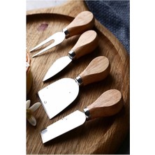 Kittiwake Home Life Bambu Saplı Lüks, 4’lü Çelik Peynir Bıçağı Seti