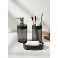 Feyza Design Şeffaf Katı ve Sıvı Sabunluk ile Diş Fırçalık Banyo Seti