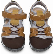 Tonny Black Çocuk Unisex Camel Çoçuk Cırt ve Bağcıklı Rahat Kalıp Sandalet