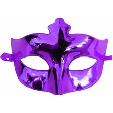 Ett Mor Renk Kostüm Partisi Ekstra Parlak Balo Maskesi 15X10 cm