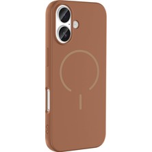 Gpack iPhone 17 Uyumlu Kılıf Meta Araç Tutucu ve M-Safe Şarj Özellikli Silikon Kahverengi