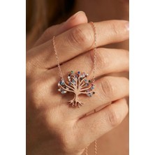 Parmas Design Yaşam Ağacı Mix Taşlı 925 Ayar Gümüş Kadın Kolye