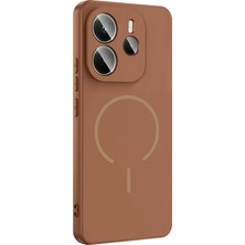 Gpack Xiaomi Redmi Note 14 Uyumlu Kılıf Meta Araç Tutucu Özellikli Silikon Kahverengi