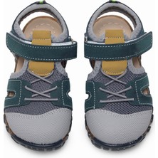 Tonny Black Çocuk Unisex Lacivert Sarı Çoçuk Cırt ve Bağcıklı Rahat Kalıp Sandalet