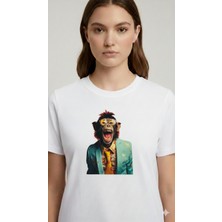 Elif Tarakçı Butik Maymun Figürlü Pamuklu Tişört