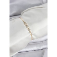 Hkursat Gold Renk Zirkon Taşlı Yıldız Model Asansörlü Kadın Bileklik