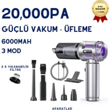 20,000PA Katlanabilir Ev Ofis Araba Süpürgesi 3 Modlu Çanta Hediyeli