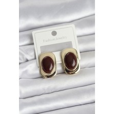 Hkursat Kahverengi Renk Kare Model Vintage Kadın Küpe