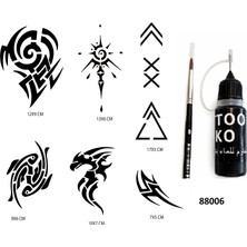 Airbrush Tattoo Tribal Modeller Likit Kalem Uçlu Geçici Dövme Seti Fırça Hediyeli