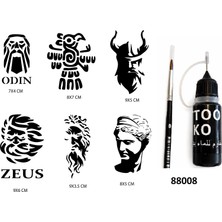 Airbrush Tattoo Mitolojik Inançlar Likit Kalem Uçlu Geçici Dövme Seti Fırça Hediyeli
