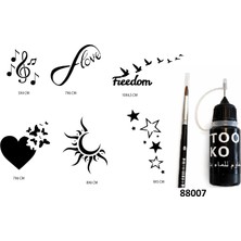 Airbrush Tattoo Sonsuz Kalpler Likit Kalem Uçlu Geçici Dövme Seti Fırça Hediyeli