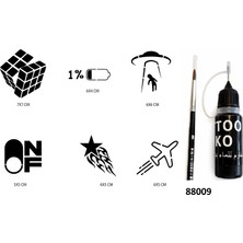 Airbrush Tattoo Akıl ve Enerji Likit Kalem Uçlu Geçici Dövme Seti Fırça Hediyeli