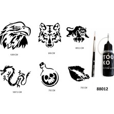 Airbrush Tattoo Vahşi Doğa Likit Kalem Uçlu Geçici Dövme Seti Fırça Hediyeli