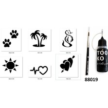 Airbrush Tattoo Romantik Modeller Likit Kalem Uçlu Geçici Dövme Seti Fırça Hediyeli