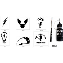 Airbrush Tattoo Şimşek Ibre Likit Kalem Uçlu Geçici Dövme Seti Fırça Hediyeli