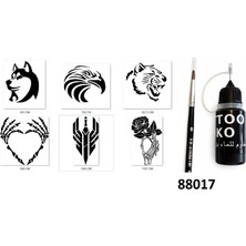 Airbrush Tattoo Hırçın Modeller Likit Kalem Uçlu Geçici Dövme Seti Fırça Hediyeli