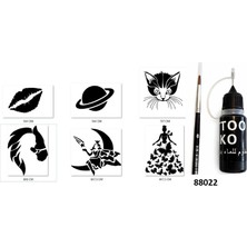 Airbrush Tattoo Rüya Modelleri Likit Kalem Uçlu Geçici Dövme Seti Fırça Hediyeli