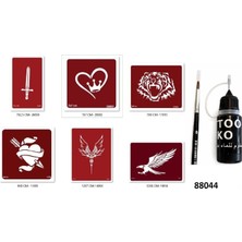 Airbrush Tattoo Kılıç Kalp Likit Kalem Uçlu Geçici Dövme Seti Fırça Hediyeli