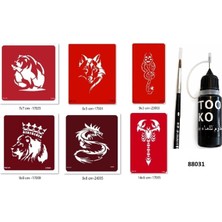 Airbrush Tattoo Kurt Kral Likit Kalem Uçlu Geçici Dövme Seti Fırça Hediyeli