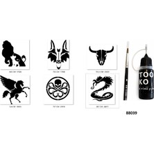 Airbrush Tattoo Dragon Kurt Likit Kalem Uçlu Geçici Dövme Seti Fırça Hediyeli