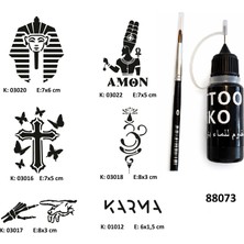 Airbrush Tattoo Farklı Inançlar Likit Kalem Uçlu Geçici Dövme Seti Fırça Hediyeli