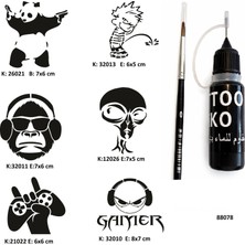 Airbrush Tattoo Çılgın Oyuncu Likit Kalem Uçlu Geçici Dövme Seti Fırça Hediyeli