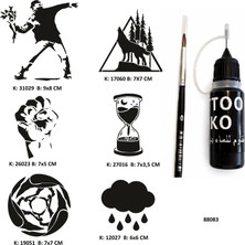 Airbrush Tattoo Dik Duruş Likit Kalem Uçlu Geçici Dövme Seti Fırça Hediyeli