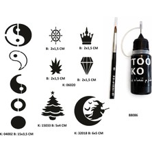 Airbrush Tattoo Minimal Parmak ve Sırt Serisi Likit Kalem Uçlu Geçici Dövme Seti Fırça Hediyeli