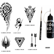 Airbrush Tattoo Tribal Kol Likit Kalem Uçlu Geçici Dövme Seti Fırça Hediyeli