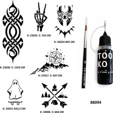 Airbrush Tattoo Fantastik Modeller Likit Kalem Uçlu Geçici Dövme Seti Fırça Hediyeli