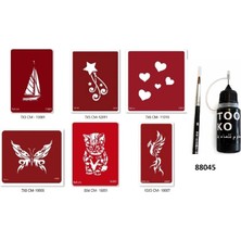 Airbrush Tattoo Anka Kedi Likit Kalem Uçlu Geçici Dövme Seti Fırça Hediyeli