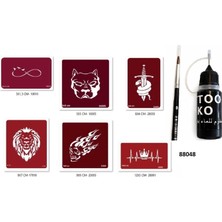 Airbrush Tattoo Sonsuz Kral Likit Kalem Uçlu Geçici Dövme Seti Fırça Hediyeli
