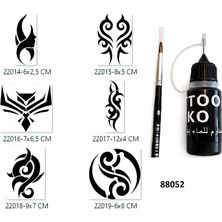 Airbrush Tattoo Tribal Tasarımlar Likit Kalem Uçlu Geçici Dövme Seti Fırça Hediyeli