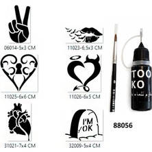 Airbrush Tattoo Aşkın Zaferi Likit Kalem Uçlu Geçici Dövme Seti Fırça Hediyeli