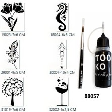 Airbrush Tattoo Zarif Ruhlu Tasarımlar Likit Kalem Uçlu Geçici Dövme Seti Fırça Hediyeli