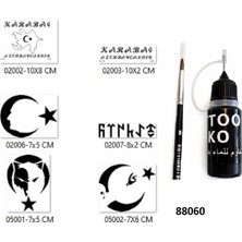 Airbrush Tattoo Azeri Türk Tasarımları Likit Kalem Uçlu Geçici Dövme Seti Fırça Hediyeli